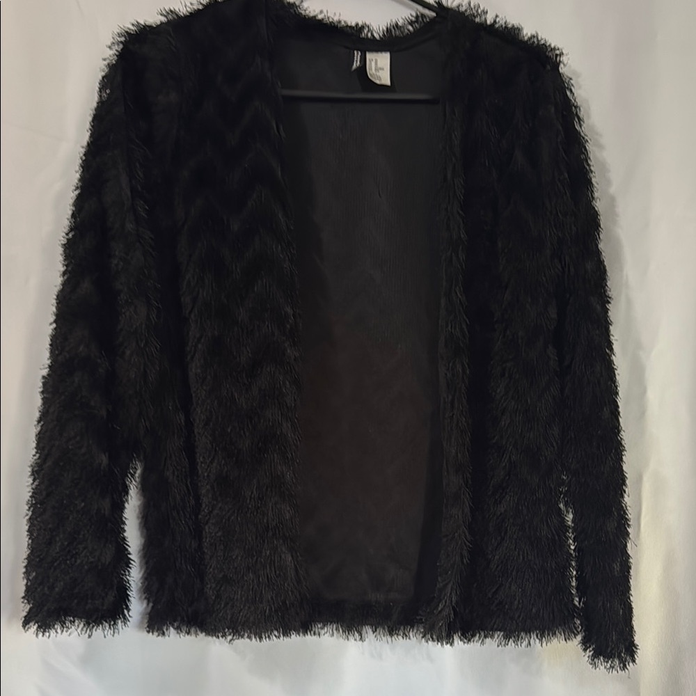 H&M | Black Fringe Open Front Cardigan